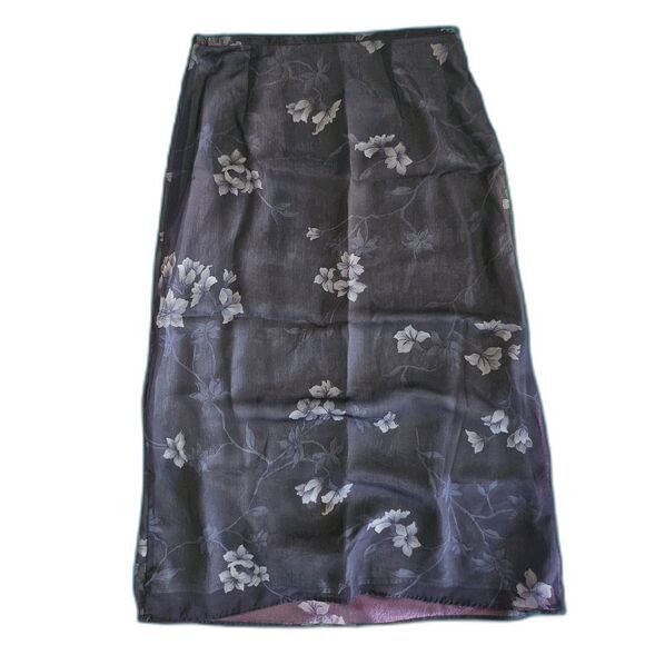 Laura Scott long black floral skirt size L whimsygoth - Picture 1 of 7